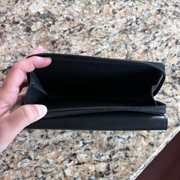 Vintage Coach BLACK Leather Tri-Fold Wallet with Zip Coin Compartment LEATHER - Picture 5 of 6